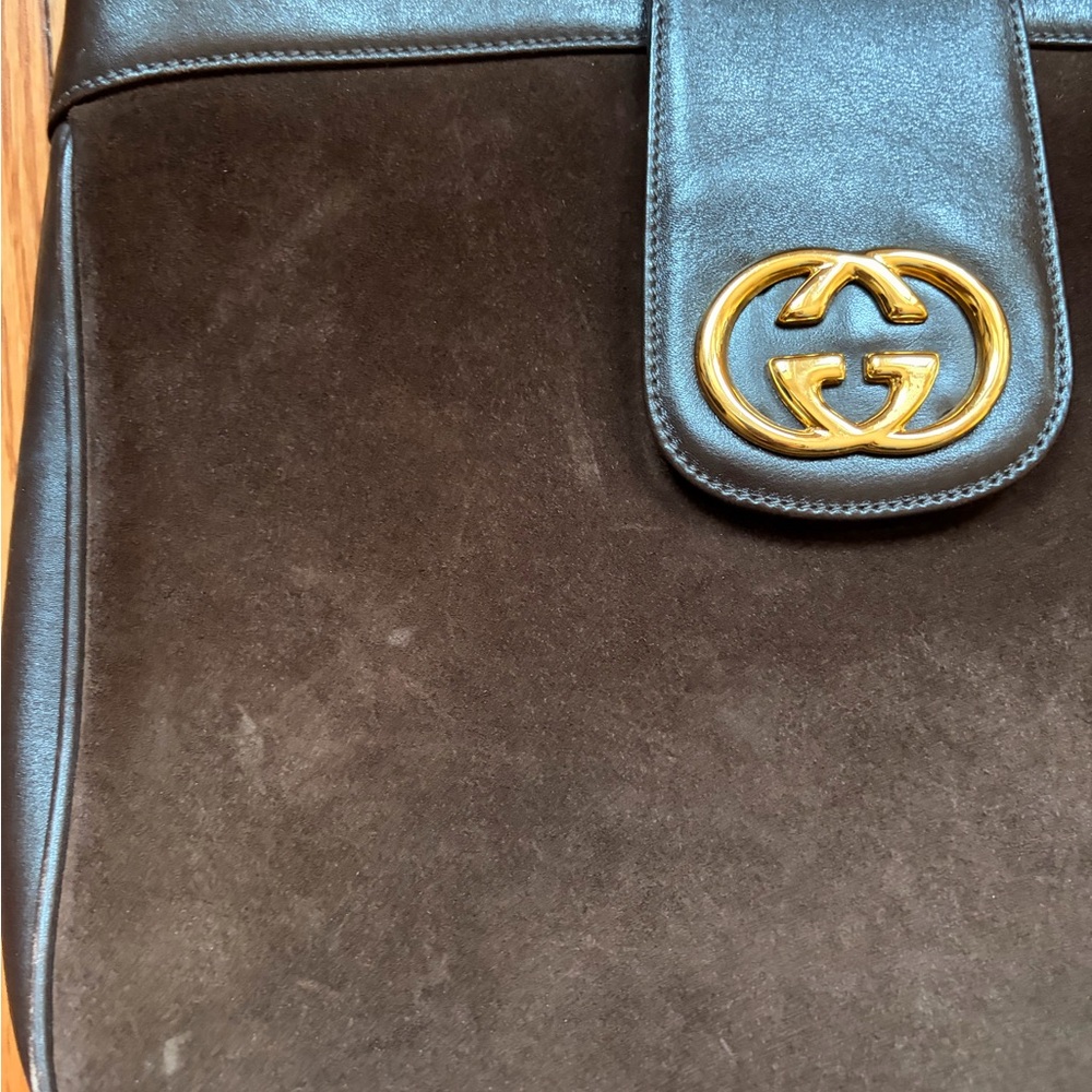 Vintage Gucci Dark Brown Chocolate Suede Shoulder Bag - Picture 3 of 10